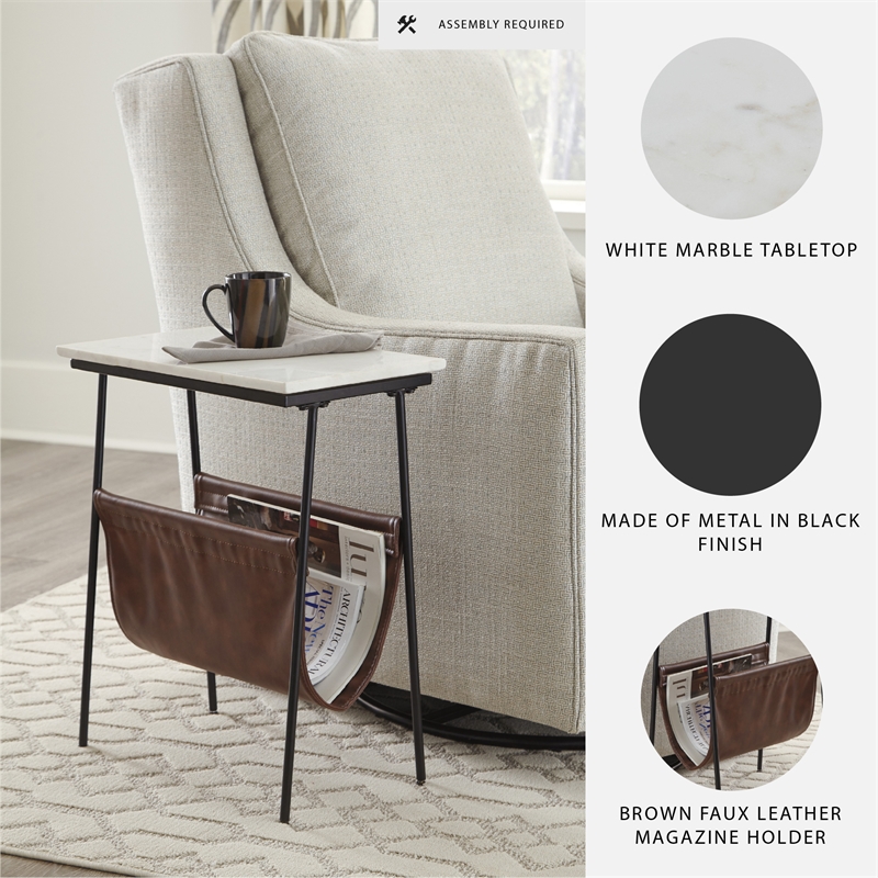 Signature Design by Ashley Etanbury Accent Table in Brown and Black and White