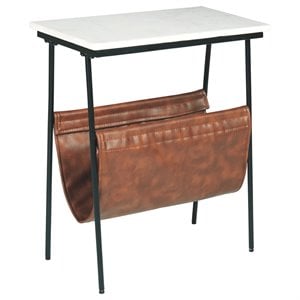 signature design by ashley etanbury accent table in brown and black and white