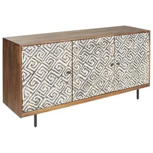 signature design by ashley kerrings accent cabinet in brown black and white
