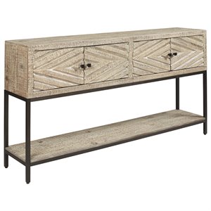 signature design by ashley roanley console table in distressed white