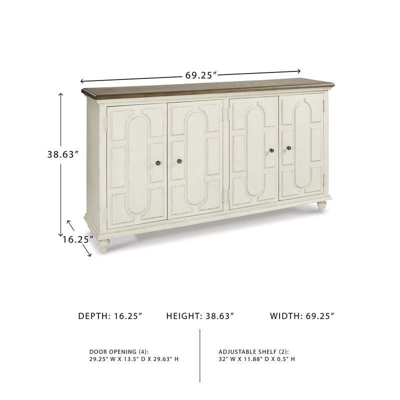 signature design by ashley roranville accent cabinet in antique white