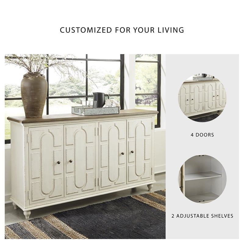 signature design by ashley roranville accent cabinet in antique white