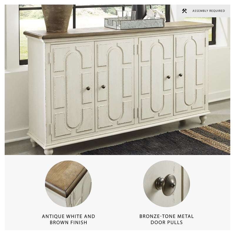 signature design by ashley roranville accent cabinet in antique white