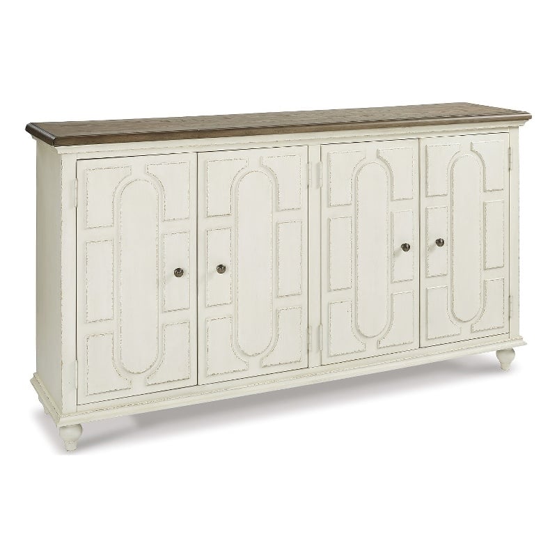 signature design by ashley roranville accent cabinet in antique white