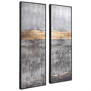 signature design by ashley aniyah 2 piece wall art set in black gold and white