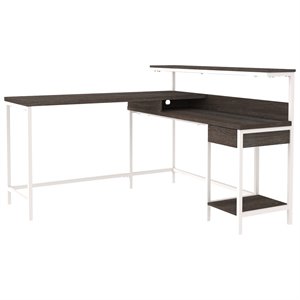 signature design by ashley dorrinson l shaped desk with storage in two tone