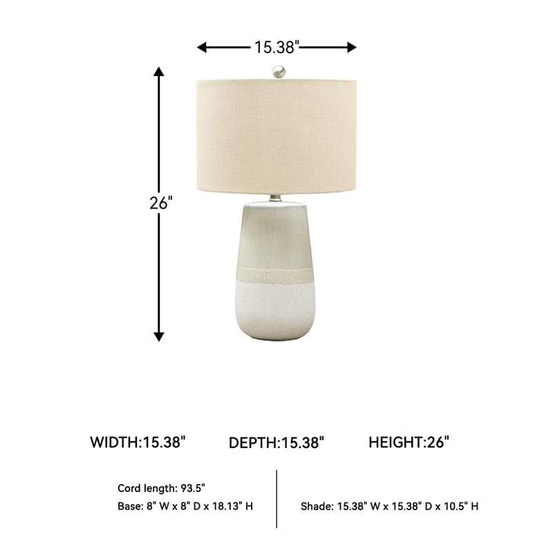 Signature Design by Ashley Shavon Ceramic Table Lamp in Beige and White