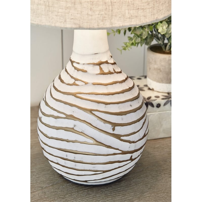 Signature Design by Ashley Aleela Metal Table Lamp in White and Gold