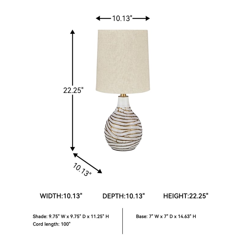 Signature Design by Ashley Aleela Metal Table Lamp in White and Gold