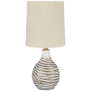 signature design by ashley aleela metal table lamp in white and gold