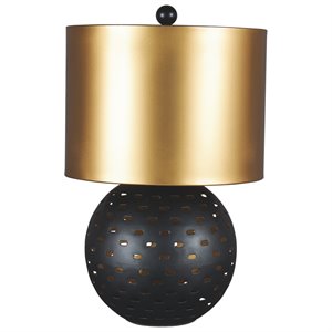 signature design by ashley mareike metal table lamp in black and gold