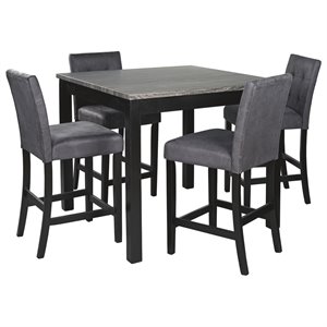signature design by ashley garvine 5 piece square dining table set in gray