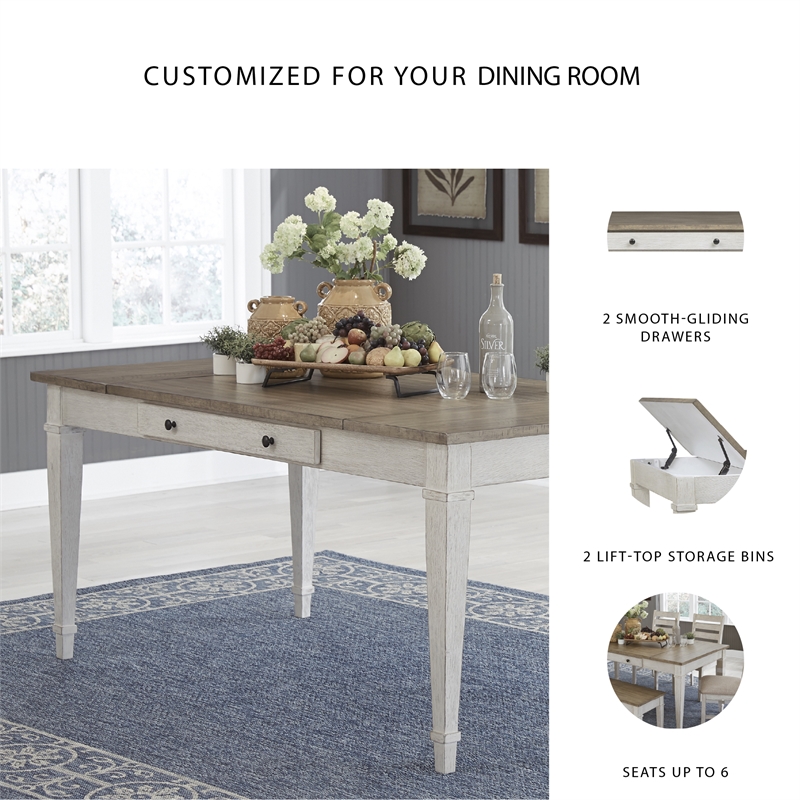 Signature Design by Ashley Skempton Dining Table in White and Light Brown