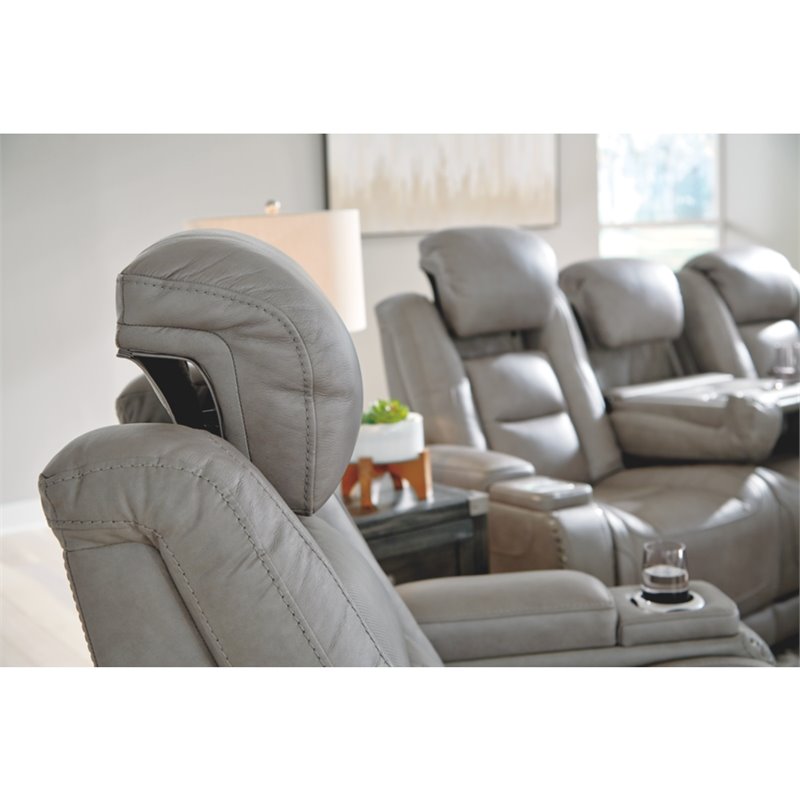 Ashley The Man-Den Reclining Power Loveseat, Gray