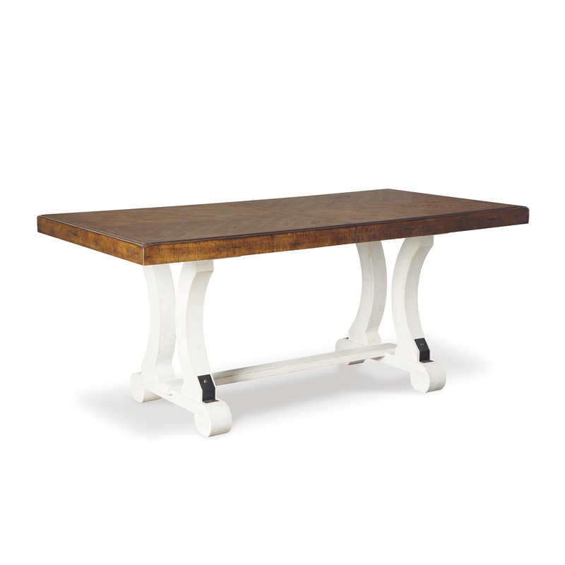 Signature Design by Ashley Valebeck Rectangular Dining Table in White and Brown