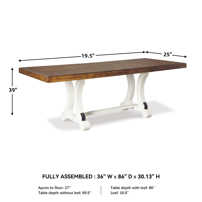 Signature Design by Ashley Valebeck Rectangular Dining Table in White and Brown