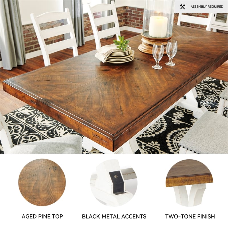 Signature Design by Ashley Valebeck Rectangular Dining Table in White and Brown