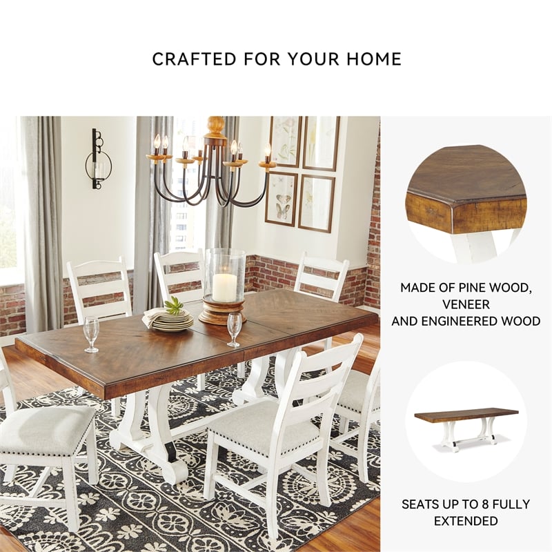Signature Design by Ashley Valebeck Rectangular Dining Table in White and Brown