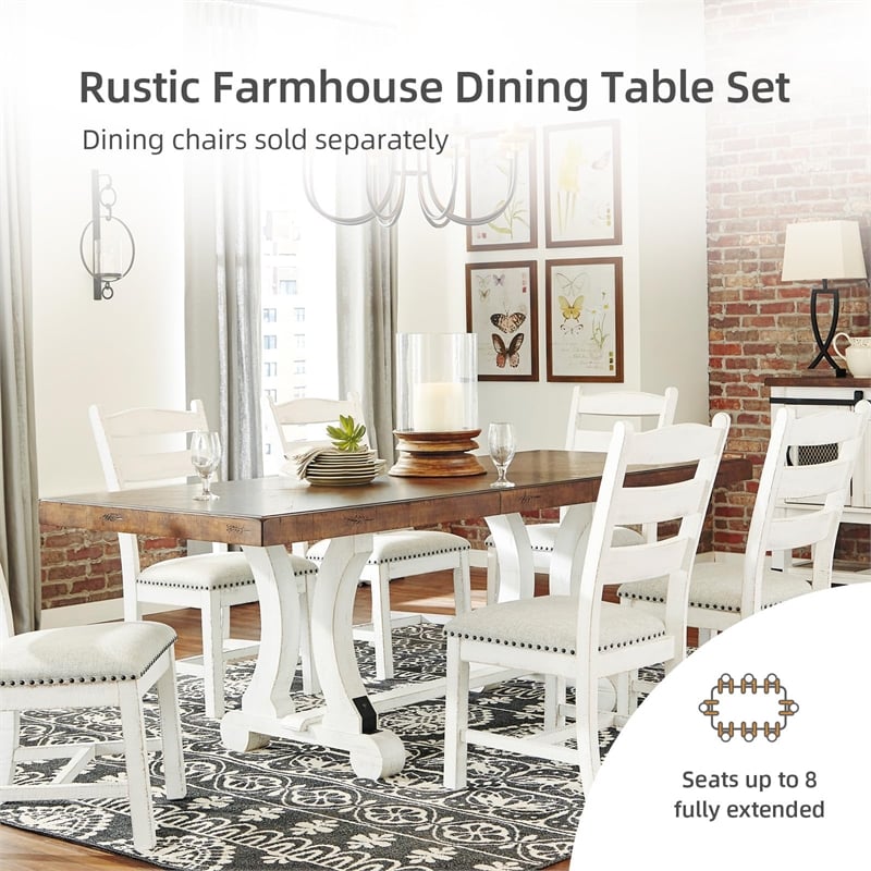 Signature Design by Ashley Valebeck Rectangular Dining Table in White and Brown