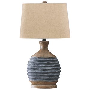 signature design by ashley medlin paper table lamp in gray and beige