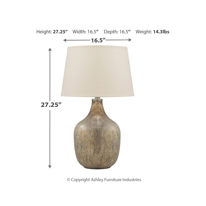 Signature Design by Ashley Mari Glass Table Lamp in Gray and Gold