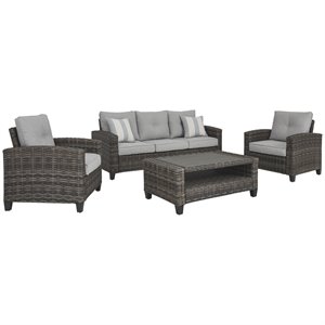 signature design by ashley cloverbrooke 4 piece outdoor sofa set in gray
