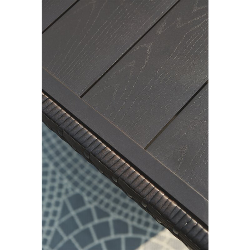 Signature Design by Ashley Easy Isle Patio Dining Table in Dark Brown and Beige