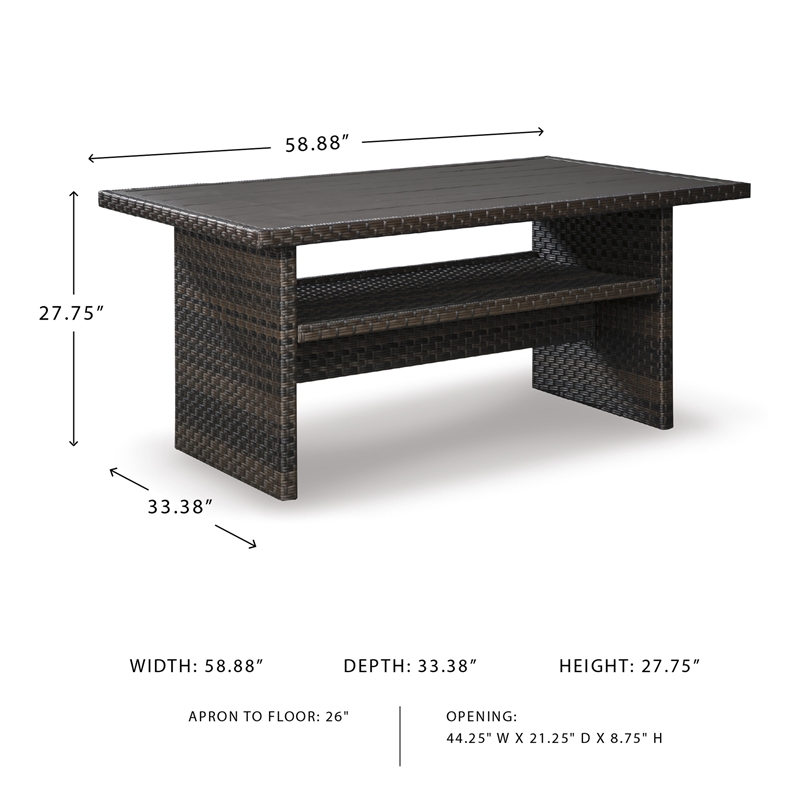 Signature Design by Ashley Easy Isle Patio Dining Table in Dark Brown and Beige