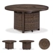 Signature Design by Ashley Paradise Trail Round Fire Pit Table in Medium Brown