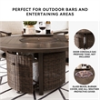 Signature Design by Ashley Paradise Trail Round Fire Pit Table in Medium Brown