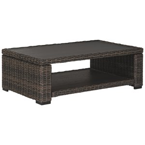 signature design by ashley grasson lane patio coffee table in brown