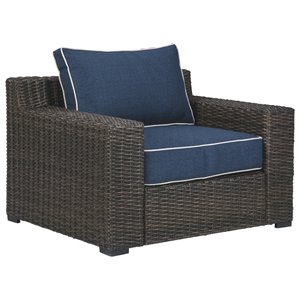 signature design contemporary lane fabric lounge chair in brown and blue