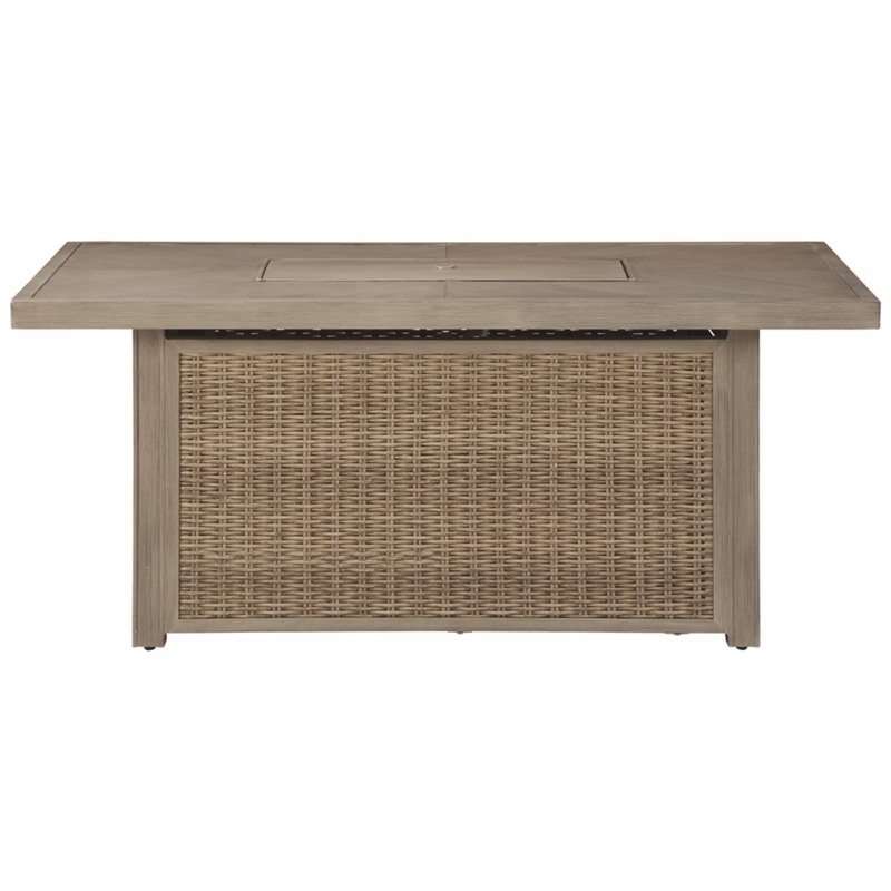 Signature Design by Ashley Beachcroft Rectangular Fire Pit Table in Beige