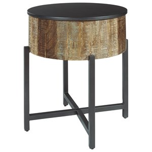 signature design by ashley nashbryn round end table in gray and brown