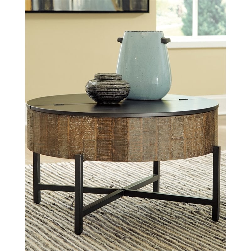 Signature Design by Ashley Nashbryn Round Coffee Table in Gray and