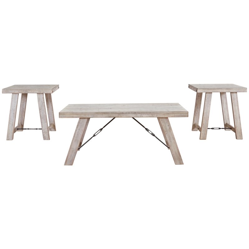 Signature Design by Ashley Carynhurst 3 Piece Coffee Table Set in Whitewash