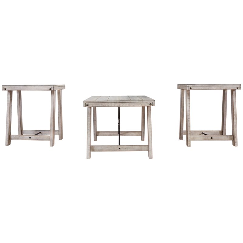 Signature Design by Ashley Carynhurst 3 Piece Coffee Table Set in Whitewash