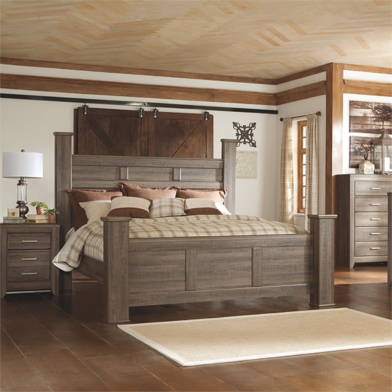 Signature Design By Ashley Juararo Poster Queen Bed In Dark Brown Cymax Business 5934