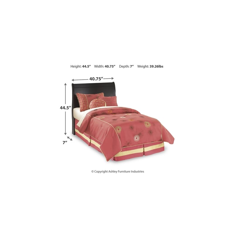 Signature Design by Ashley Huey Vineyards Wood Sleigh Twin Headboard in Black