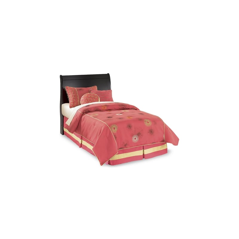 Signature Design by Ashley Huey Vineyards Wood Sleigh Twin Headboard in Black