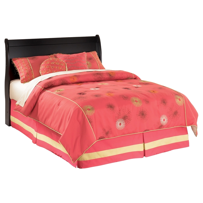 Ashley Huey Vineyards Wood Sleigh Full Headboard in Black Cymax Business