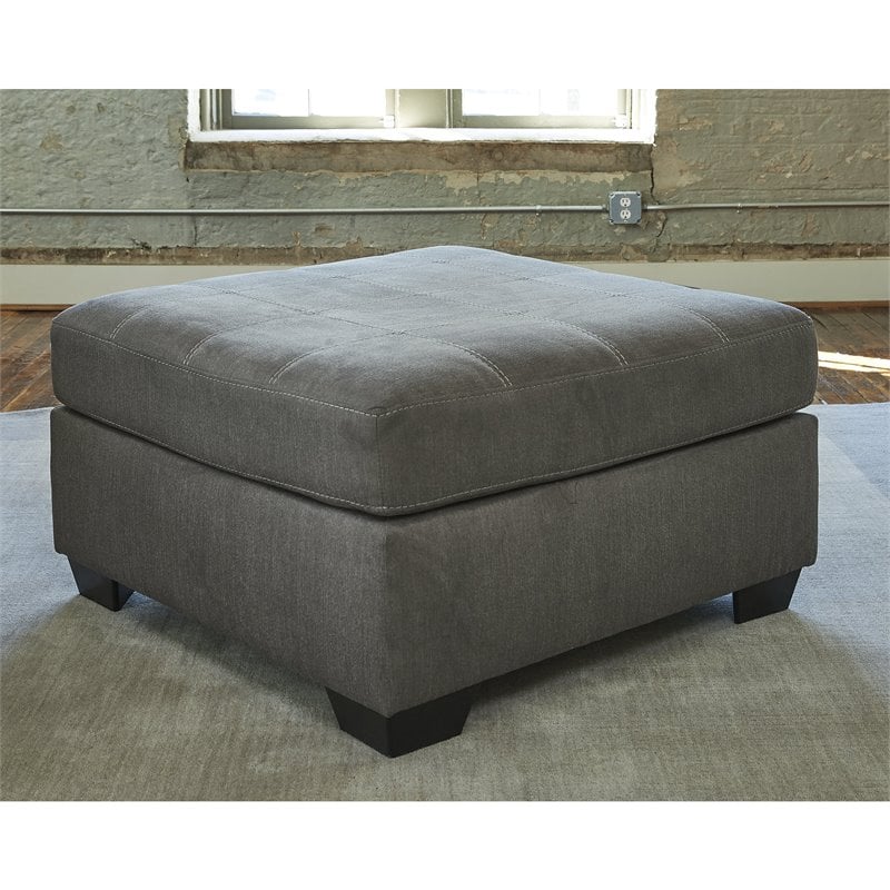Ashley Furniture Pitkin Fabric Upholstered Oversized Accent Ottoman in Slate
