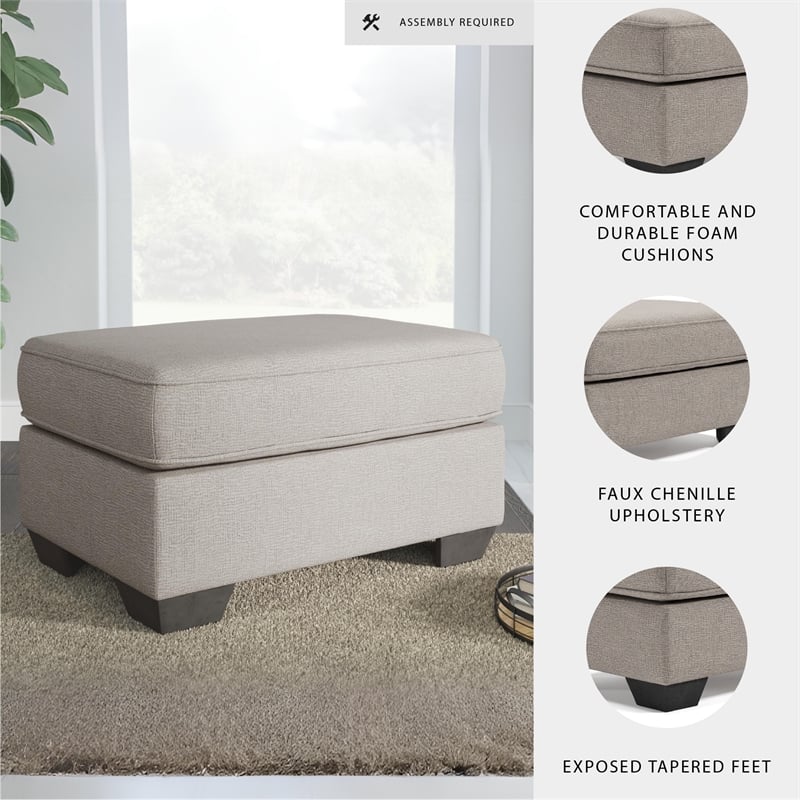 Ashley Furniture Greaves Fabric Upholstered Square Ottoman in Stone