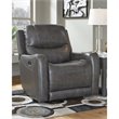 Ashley Furniture Galahad Faux Leather Recliner Chair w/Power Headrest in Smoke