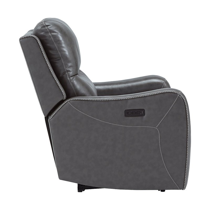 Ashley Furniture Galahad Faux Leather Recliner Chair w/Power Headrest in Smoke