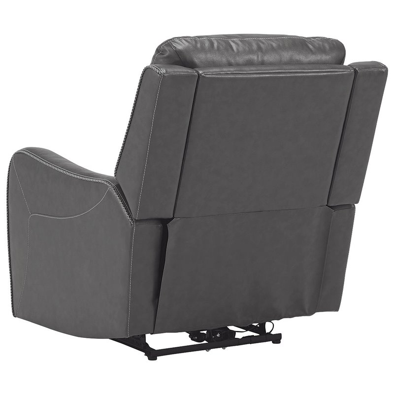 Ashley Furniture Galahad Faux Leather Recliner Chair w/Power Headrest in Smoke