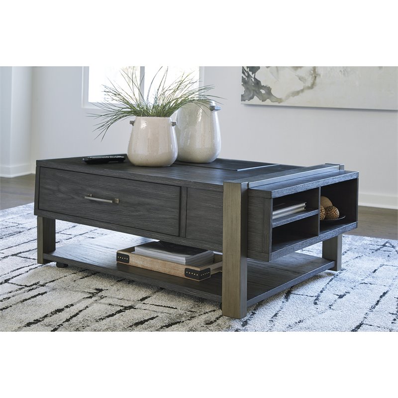 Ashley Furniture Forleeza Lift Top Coffee Table in Dark Gray T9499
