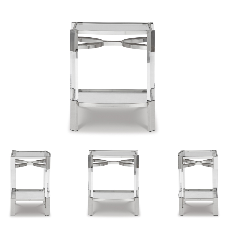 Signature Design by Ashley Chaseton Clear/Silver Accent Table
