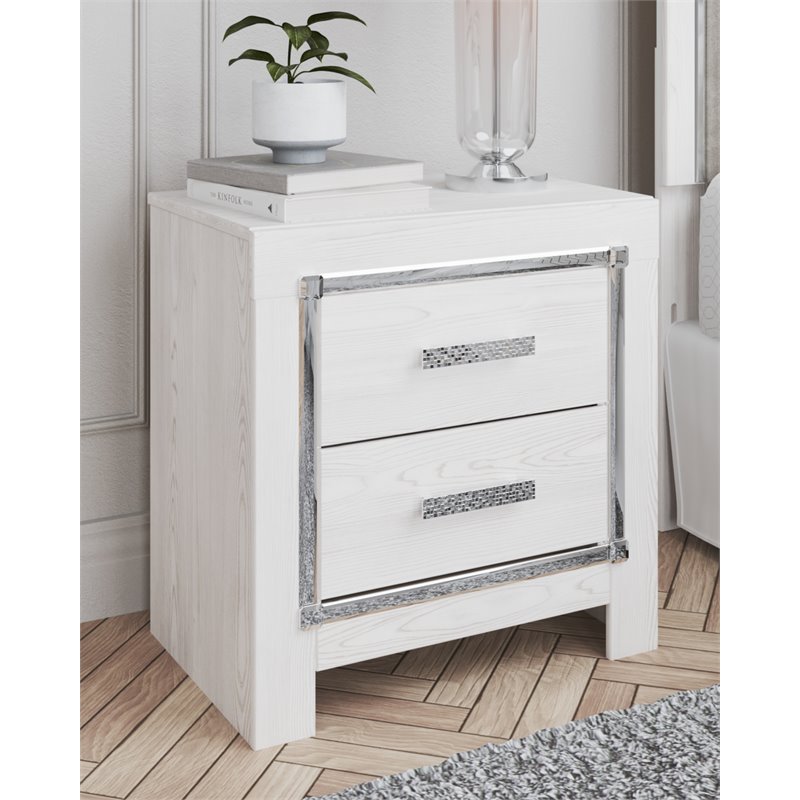 Ashley Furniture Altyra Two Drawer Engineered Wood Night Stand in White