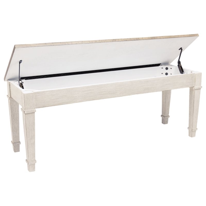 Signature Design by Ashley Skempton Wood Storage Bench in White & Light Brown